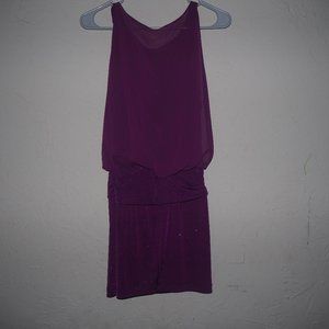 Purple dress with stretch fitted sparkle skirt